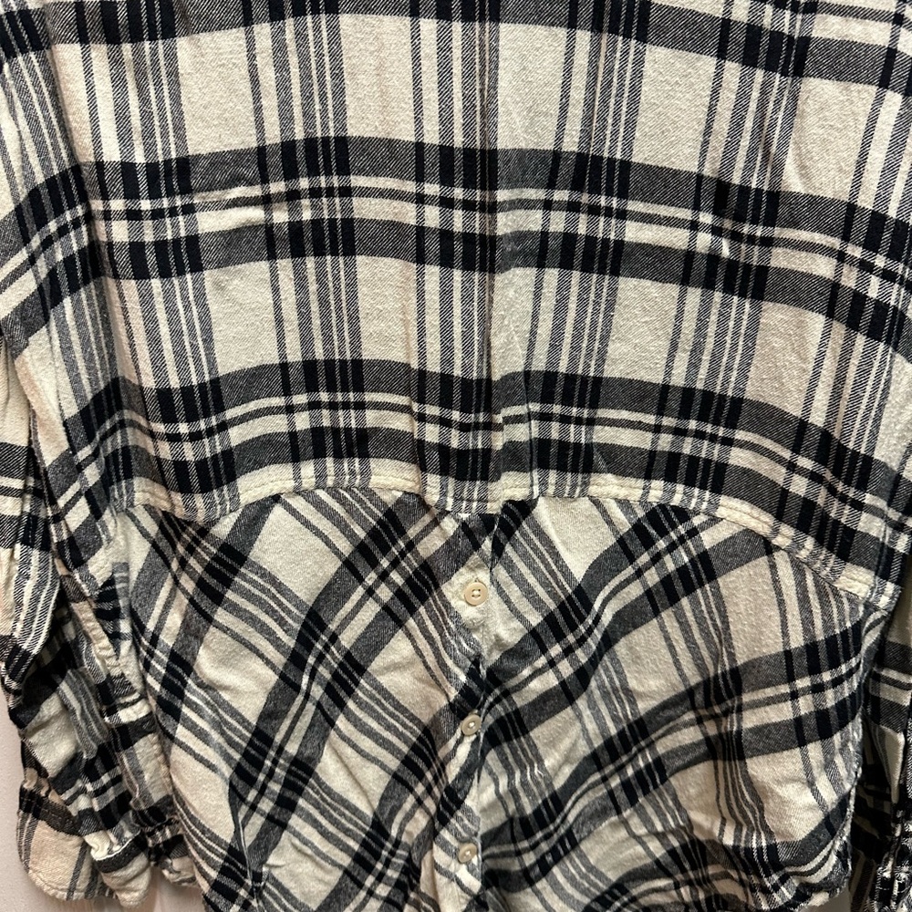Lucky Brand Women's Black and Cream Plaid Shirt size L/ NWOT B46 - Picture 4 of 4